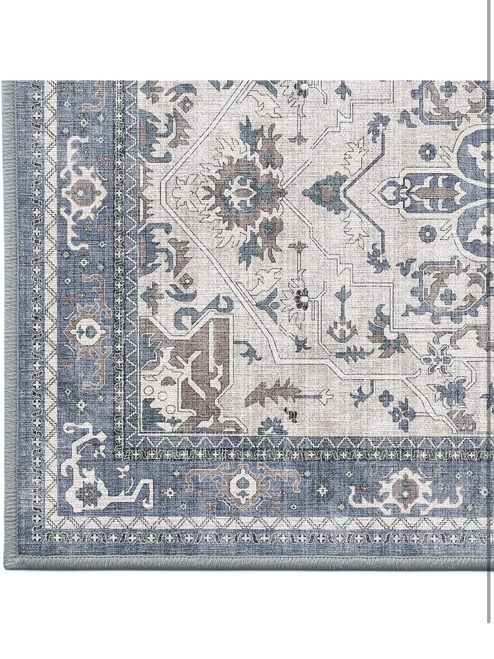 Lumi Blue Floral Medallion Patio/Mud Room Area Rug - Home Accents (washable)
